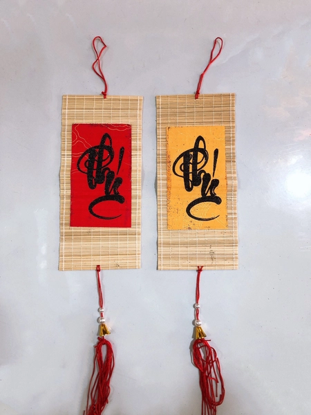 Liễn mành trang trí tết Chữ Phúc đỏ