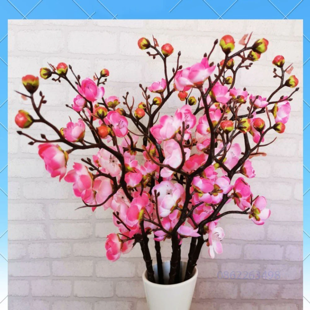 Cành hoa đào giả trang trí tết mẫu 3 (Hồng, Trắng)