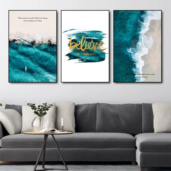 Tranh treo tường sóng biển believe in yoursefl