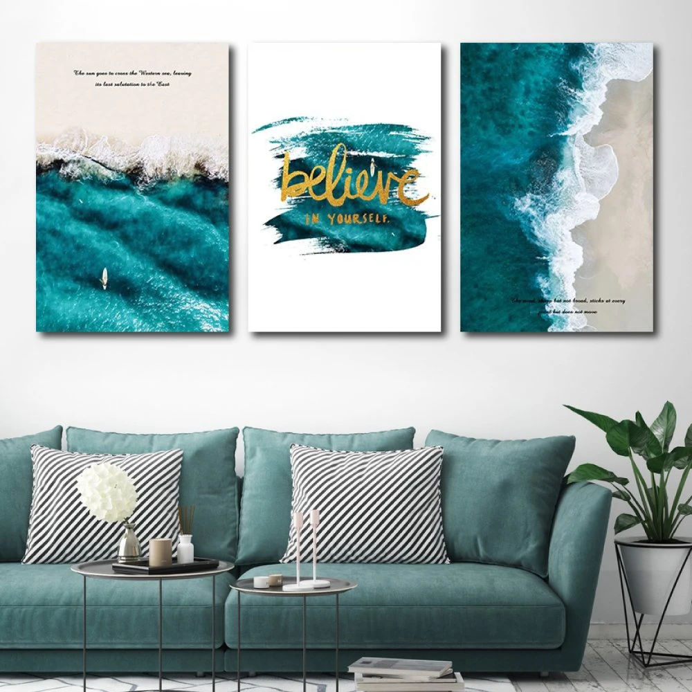 Tranh treo tường sóng biển believe in yoursefl