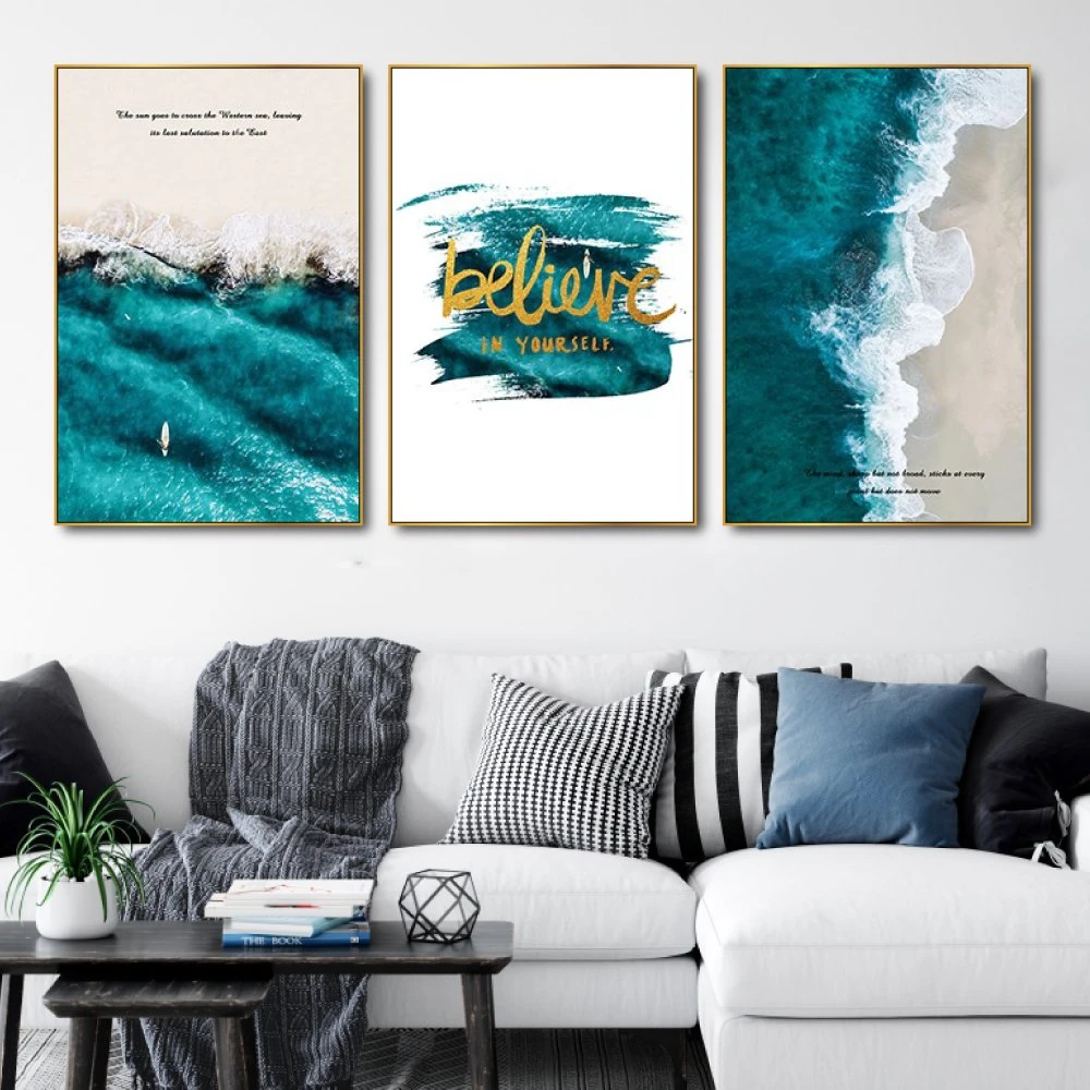 Tranh treo tường sóng biển believe in yoursefl