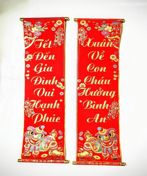 Bộ Liễn Câu Đối Tết đến hạnh phúc - Xuân về bình an