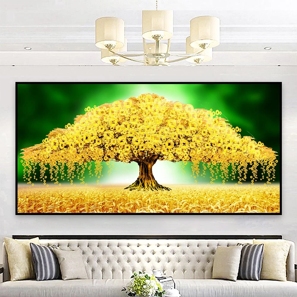 Tranh treo tường cây tiền vàng phát tài 2
