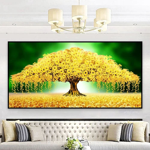 Tranh treo tường cây tiền vàng phát tài 2
