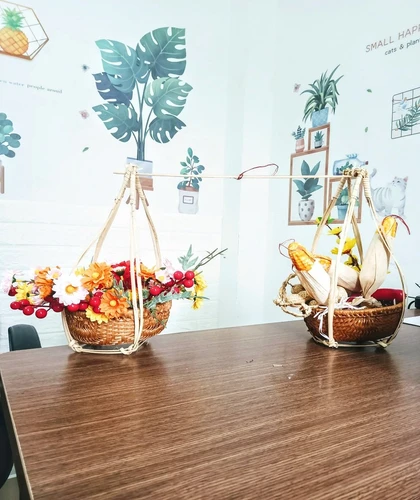 Quang gánh tre trang trí tiểu cảnh tết