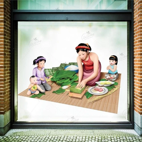 Decal gói bánh chưng ngày tết 80x120