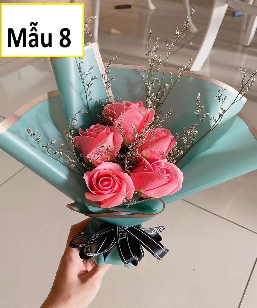 Bó 5 Hoa Hồng Sáp Thơm (Nhiều Mẫu) - Tặng kèm thiệp
