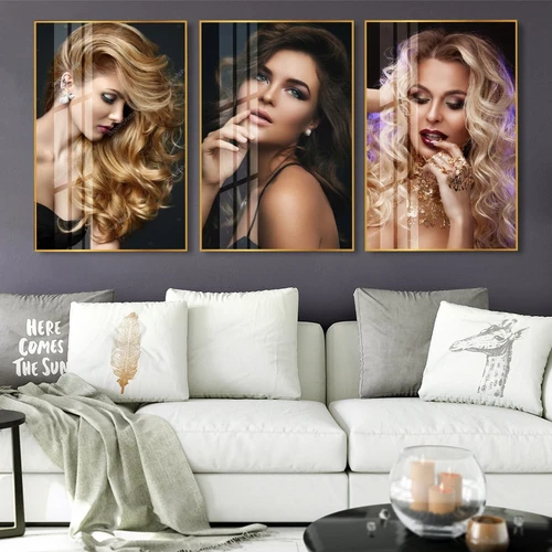 Bộ Tranh treo tường 3 tấm Lady Hair - H517