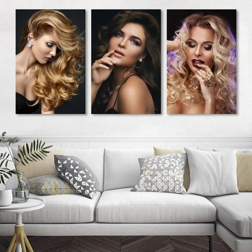 Bộ Tranh treo tường 3 tấm Lady Hair - H517