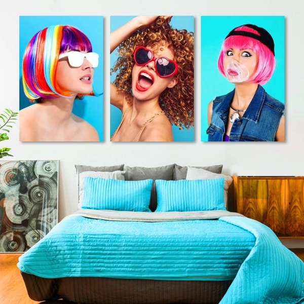 Bộ Tranh treo tường 3 tấm Lady Hair - H517