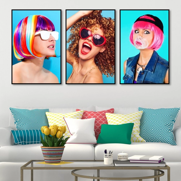 Bộ Tranh treo tường 3 tấm Lady Hair - H517