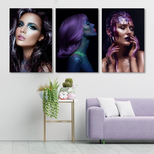 Bộ Tranh treo tường 3 tấm Lady Hair - H517