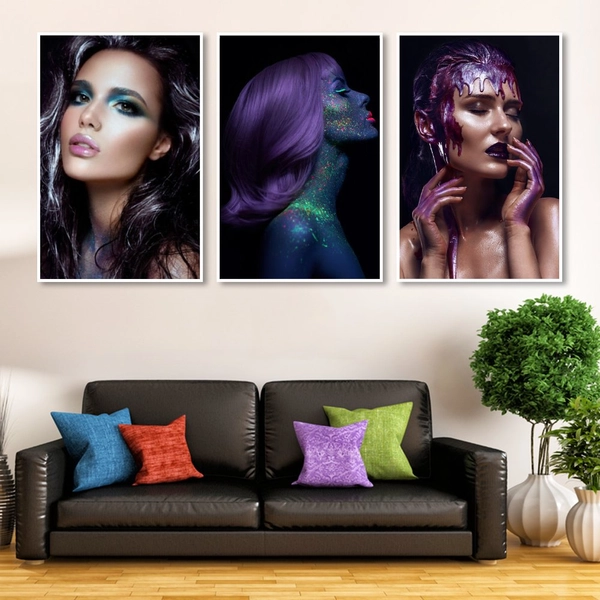 Bộ Tranh treo tường 3 tấm Lady Hair - H517