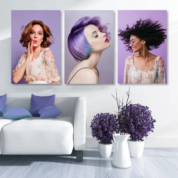 Bộ Tranh treo tường 3 tấm Lady Hair - H517