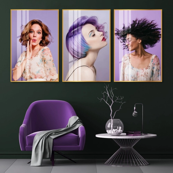 Bộ Tranh treo tường 3 tấm Lady Hair - H517
