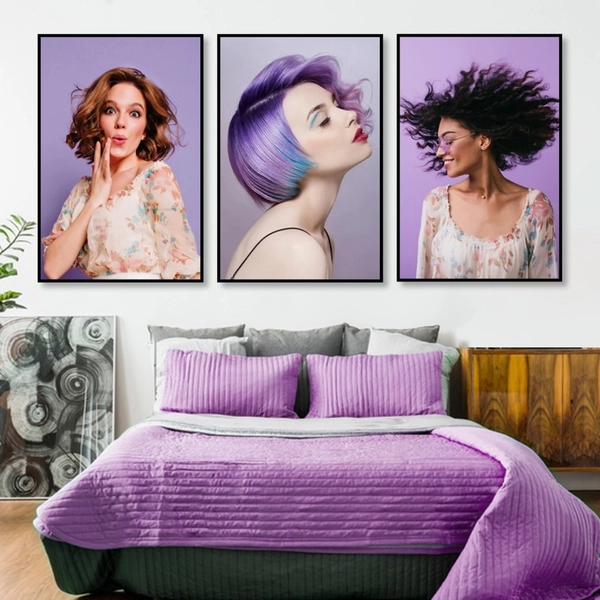 Bộ Tranh treo tường 3 tấm Lady Hair - H517