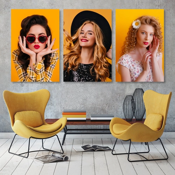 Bộ Tranh treo tường 3 tấm Lady Hair - H517