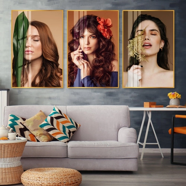 Bộ Tranh treo tường 3 tấm Lady Hair - H517