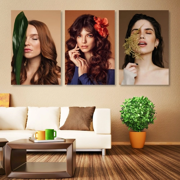 Bộ Tranh treo tường 3 tấm Lady Hair - H517