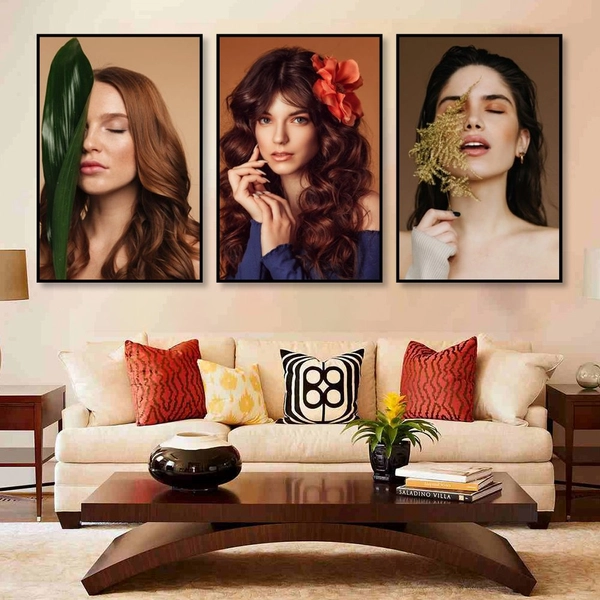 Bộ Tranh treo tường 3 tấm Lady Hair - H517