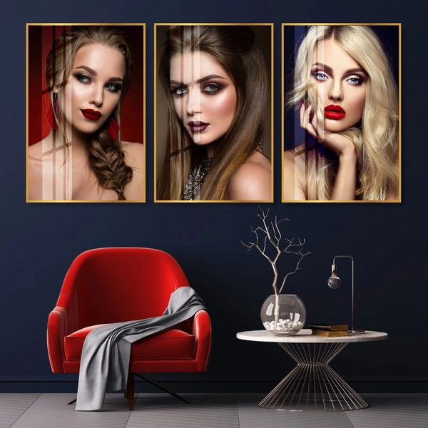 Bộ Tranh treo tường 3 tấm Lady Hair - H517