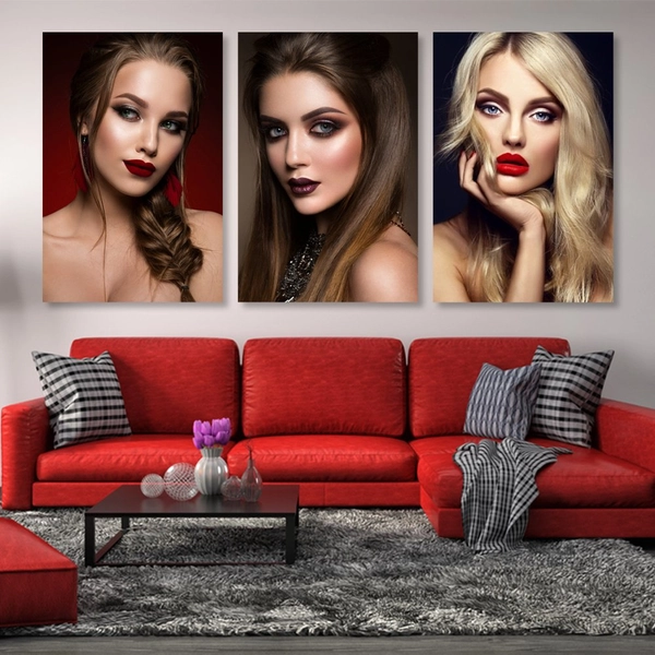 Bộ Tranh treo tường 3 tấm Lady Hair - H517