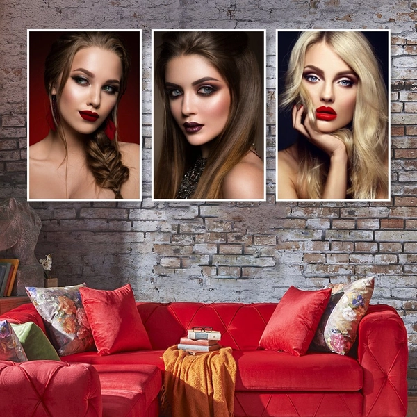 Bộ Tranh treo tường 3 tấm Lady Hair - H517
