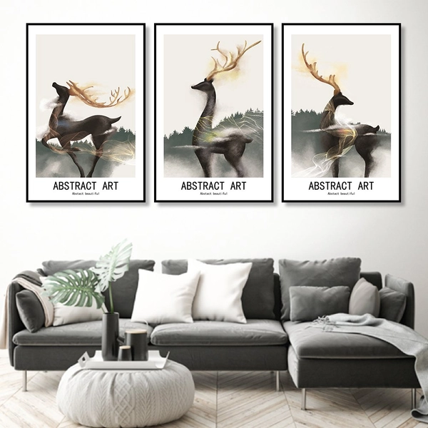 Tranh treo tường 3 chú hươu