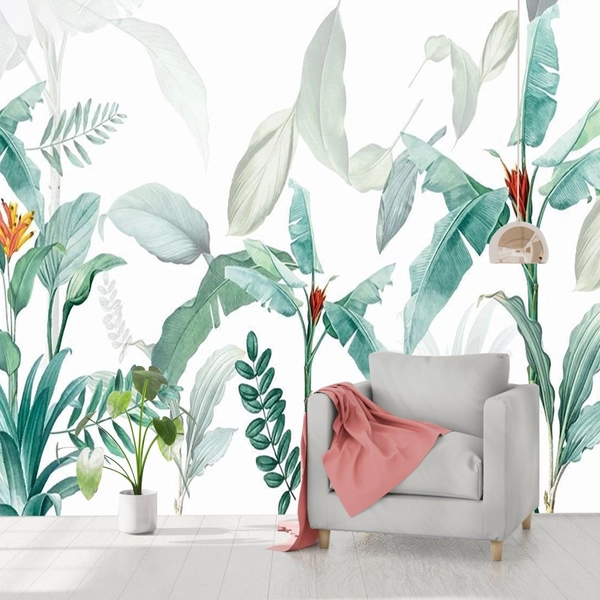 Tranh dán tường lá xanh