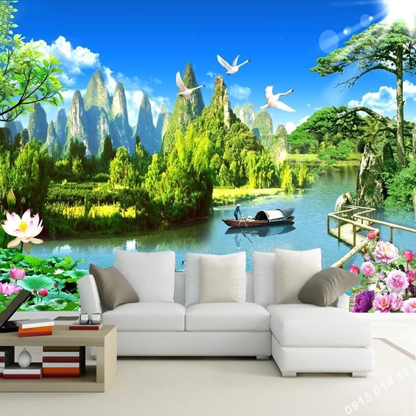 Tranh dán tường phong cảnh núi rừng