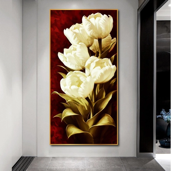 Tranh treo tường nghệ thuật hoa tulip trắng
