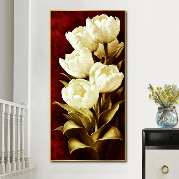Tranh treo tường nghệ thuật hoa tulip trắng