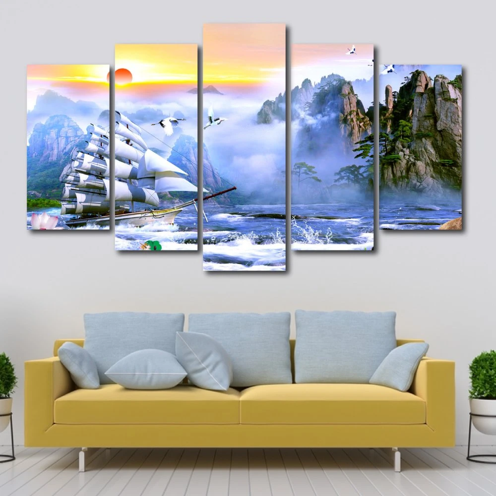 Tranh Treo Tường Thuyền Buồm Và Sông Núi Nước Non