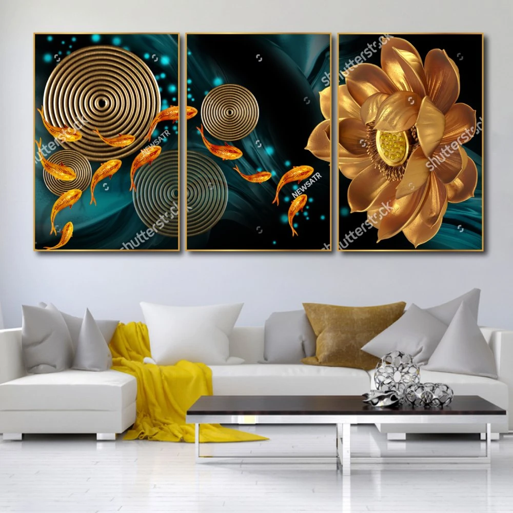 Tranh Treo Tường Cá Chép Và Hoa Sen