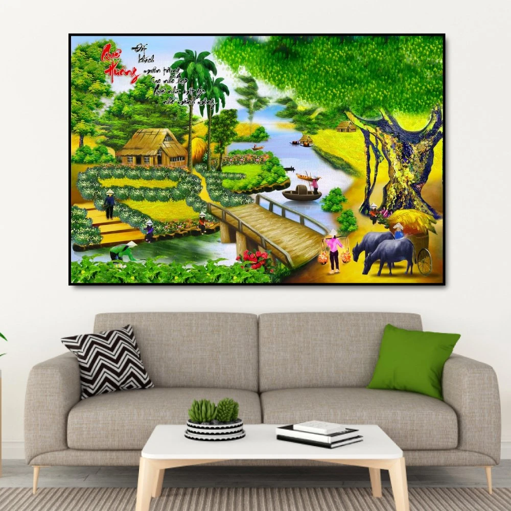 Tranh treo tường cây cầu quê 2