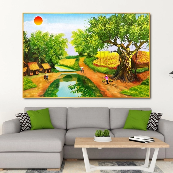 Tranh Treo Tường Phong Cảnh Làng Quê Đường Làng Thân Thương