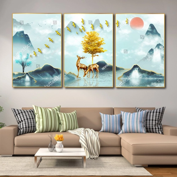 Tranh Treo Tường 3D Đôi Hươu Nghệ Thuật