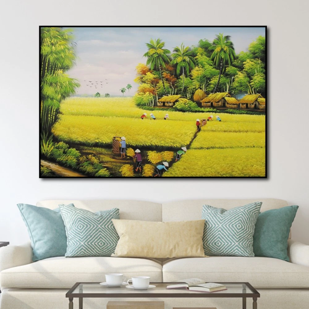 Tranh treo tường mùa gặt lúa