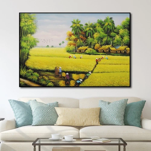 Tranh treo tường mùa gặt lúa