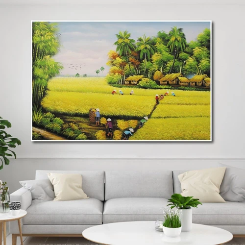 Tranh treo tường mùa gặt lúa
