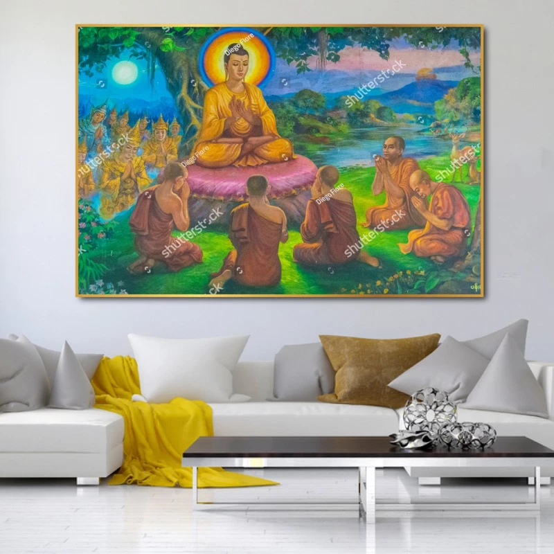 Tranh Đức Phật Thích Ca thuyết pháp