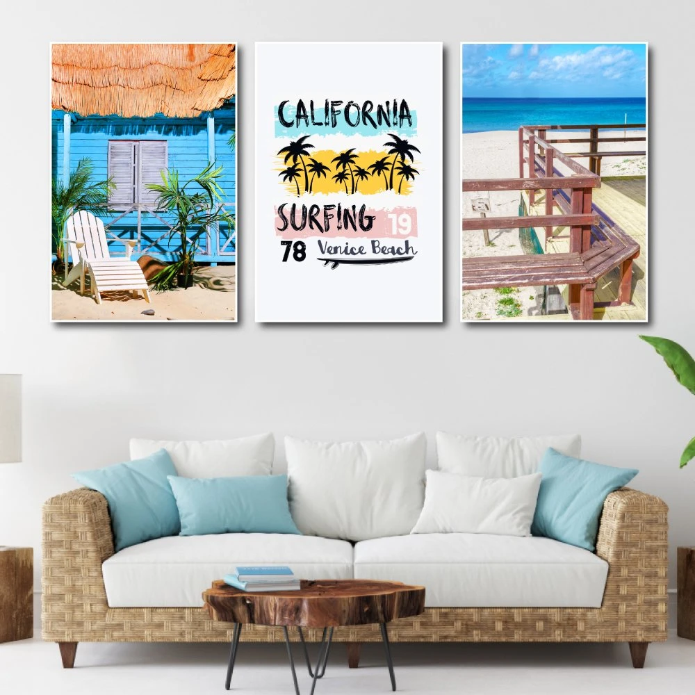 Tranh treo tường nhà gỗ trên biển