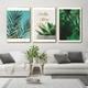 Tranh Treo Tường Bộ 3 Tấm Lá Xanh Nhiệt Đới Tươi Mát