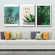 Tranh Treo Tường Bộ 3 Tấm Lá Xanh Nhiệt Đới Tươi Mát