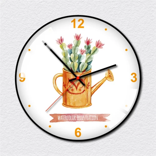 Đồng hồ vintage bình hoa xương rồng đỏ