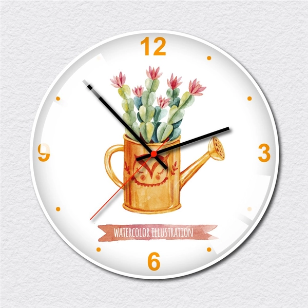 Đồng hồ vintage bình hoa xương rồng đỏ