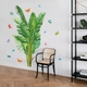 Decal dán tường lá chuối xanh và những chú bướm sắc màu