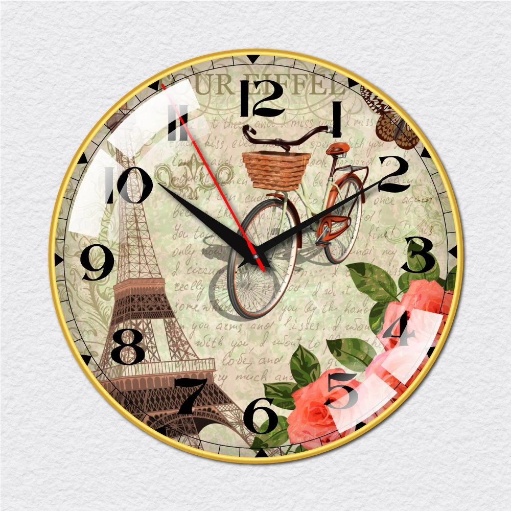 Đồng hồ vintage hoa hồng và xe đạp