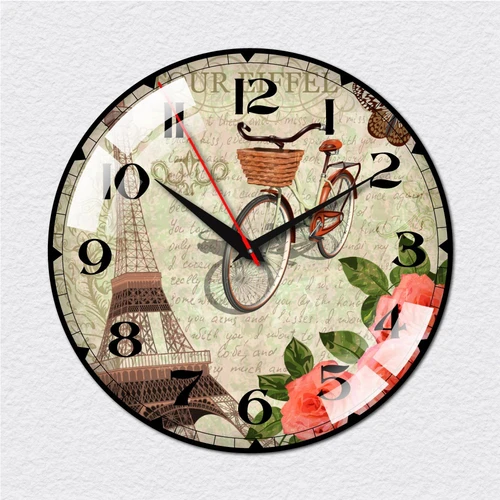 Đồng hồ vintage hoa hồng và xe đạp