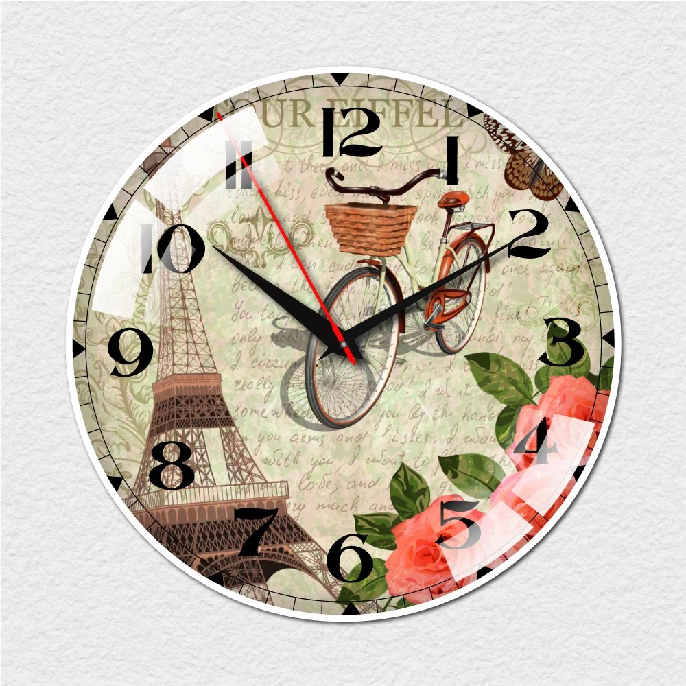 Đồng hồ vintage hoa hồng và xe đạp